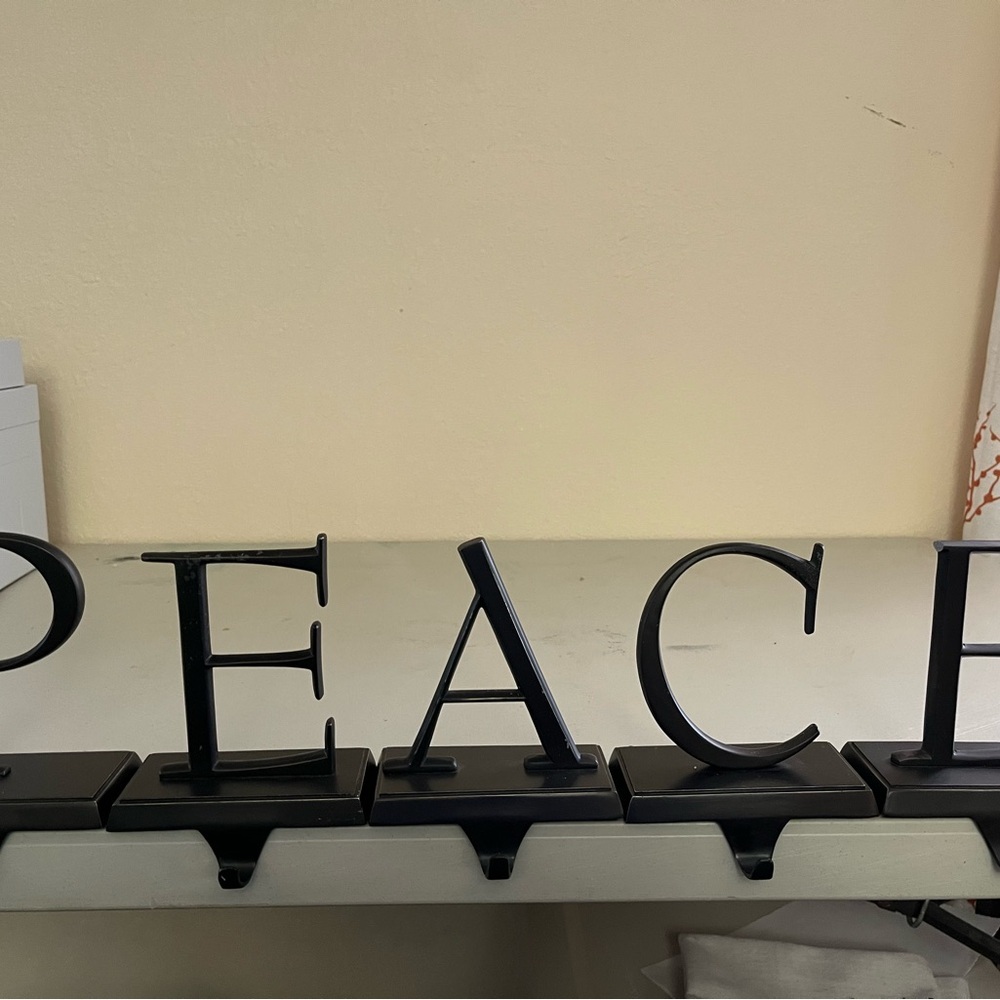 Pottery Barn Black 'PEACE' Holiday Decor